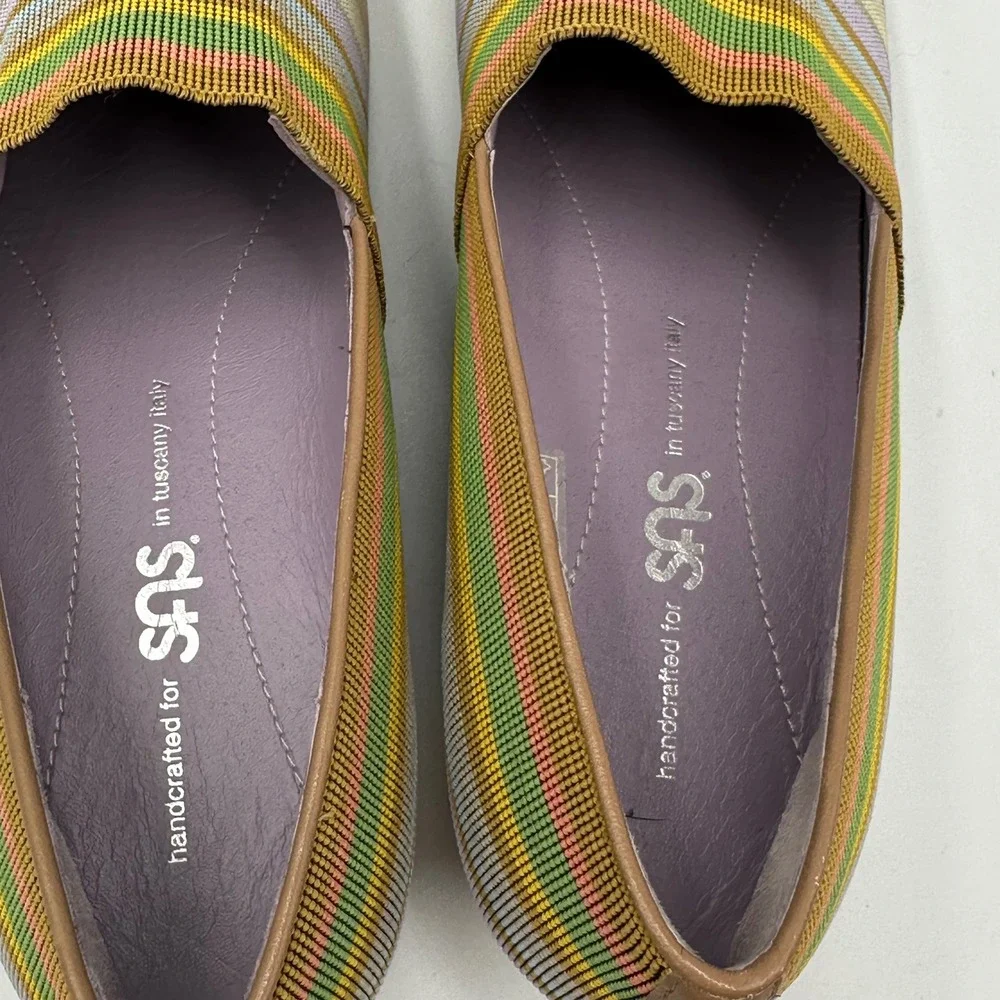 SAS Espadrille Wedge Womens 9N Multicolor Striped Made in Italy Low Heel Slip On